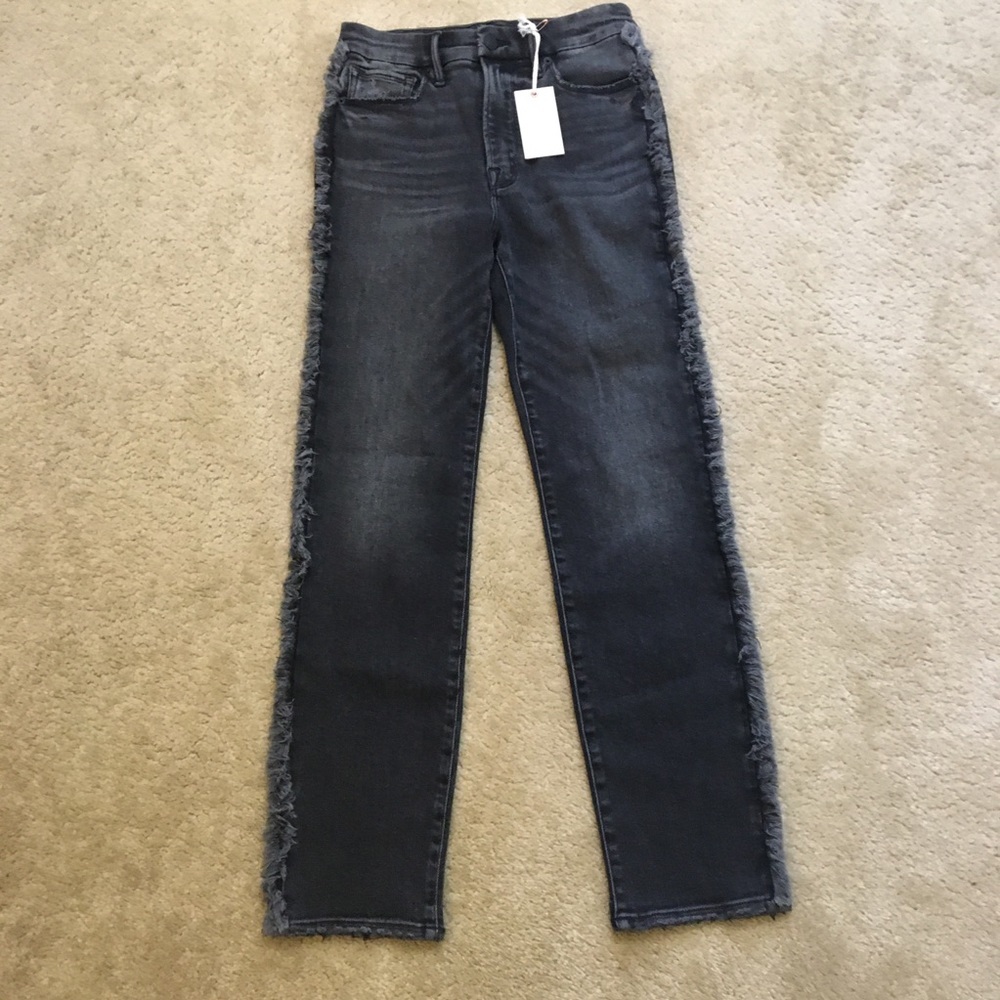 NWT Rare Good American Good Classic Fray Fringe Jeans Size 4 - Picture 3 of 14